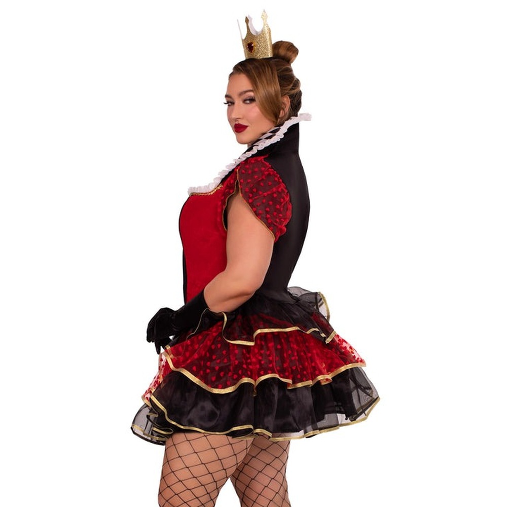 Leg Avenue - Plus Queen of Hearts Kostuum jurk - Rood/Multicolours